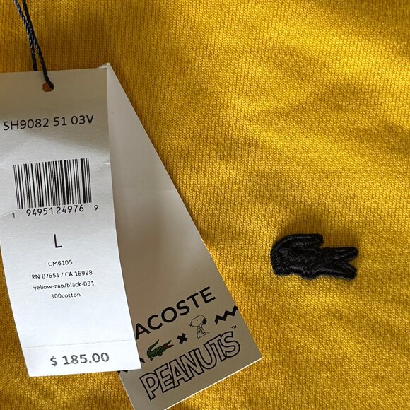 Lacoste x Peanuts Charlie Brown Yellow Hoodie NWT - Picture 5 of 7